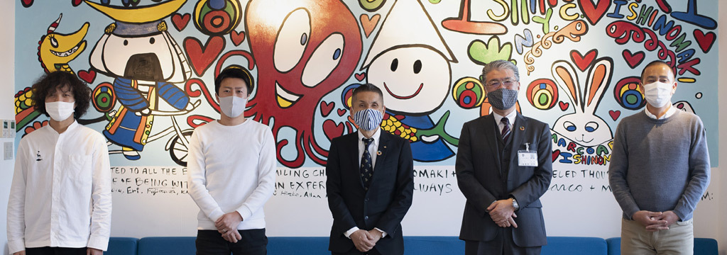 左からヤフー長谷川、フィッシャーマンジャパン代表理事阿部氏、宮城県水産林政部長　小林氏、石巻市産業部部長　吉本氏、ヤフー須永